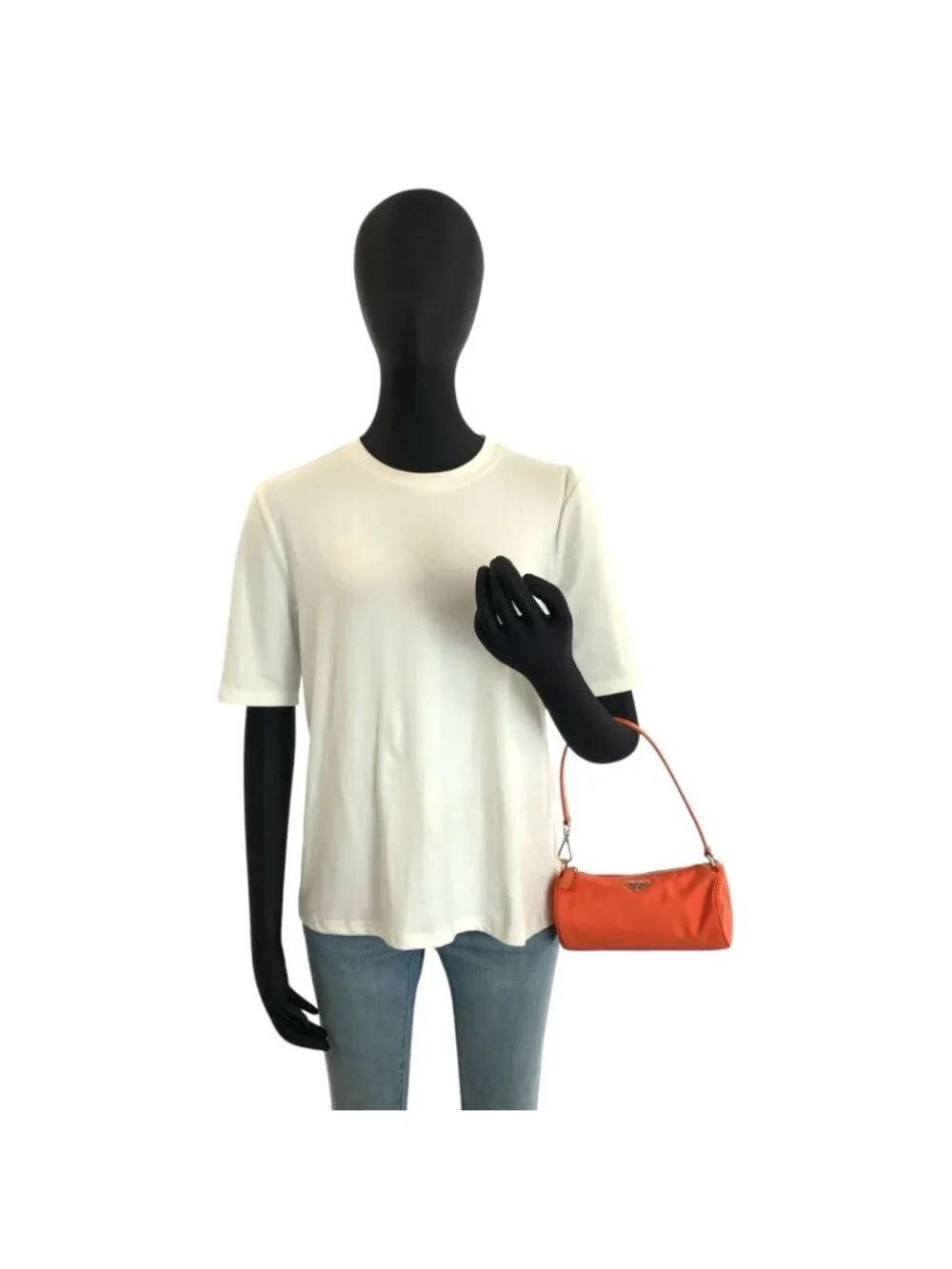 Prada Tessuto Orange Silver Nylon Handbag Pouch